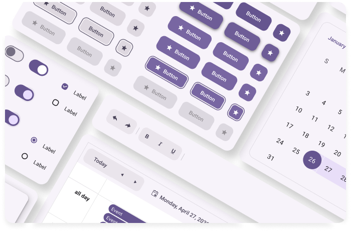 The cover image of the Telerik and Kendo UI Kit for the Material theme