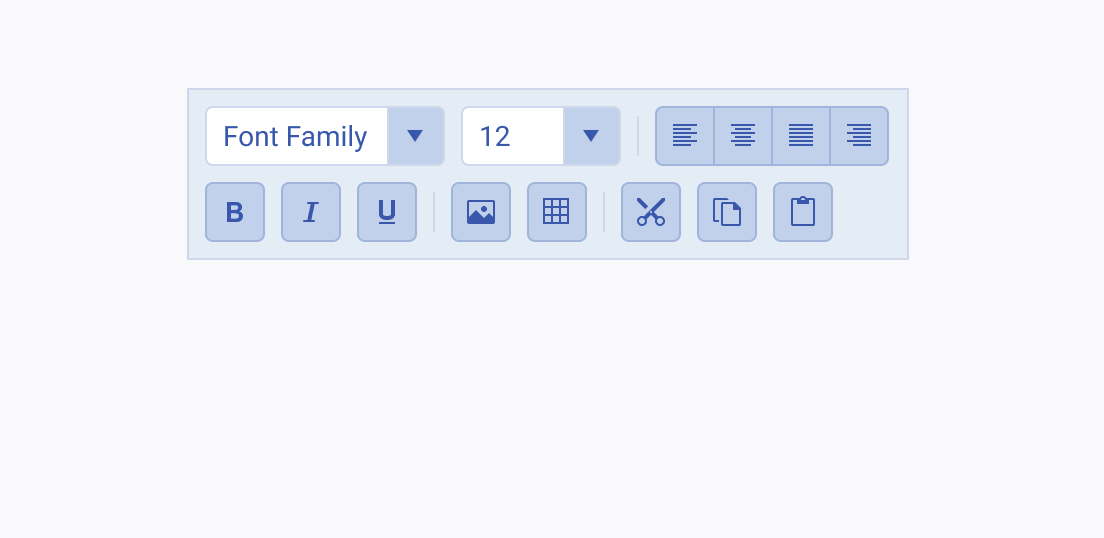 A Telerik and Kendo UI ToolBar that demonstrates wrapping its items in two lines.