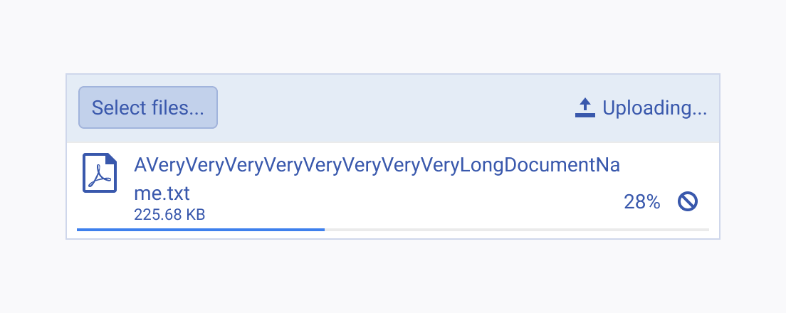 Do not render Telerik and Kendo UI Upload with a wrapped long file name that takes two rows. A Telerik and Kendo UI Upload with a wrapped long file name that takes two rows.