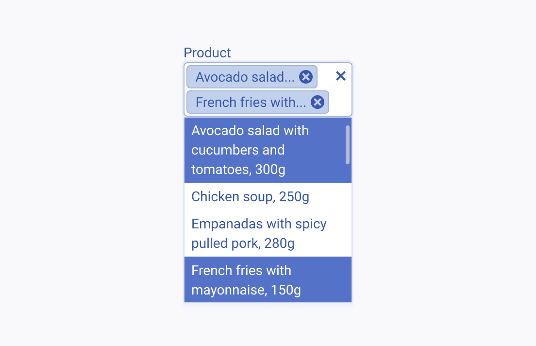 Do not use circumstantial and excessively long descriptions of the Telerik and Kendo UI MultiSelect options. A Telerik and Kendo UI MultiSelect rendering long and wordy option descriptions spanning more than a single row.