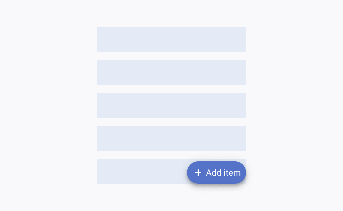 A Telerik and Kendo UI FloatingActionButton with a greater z-index than any other element in the container.