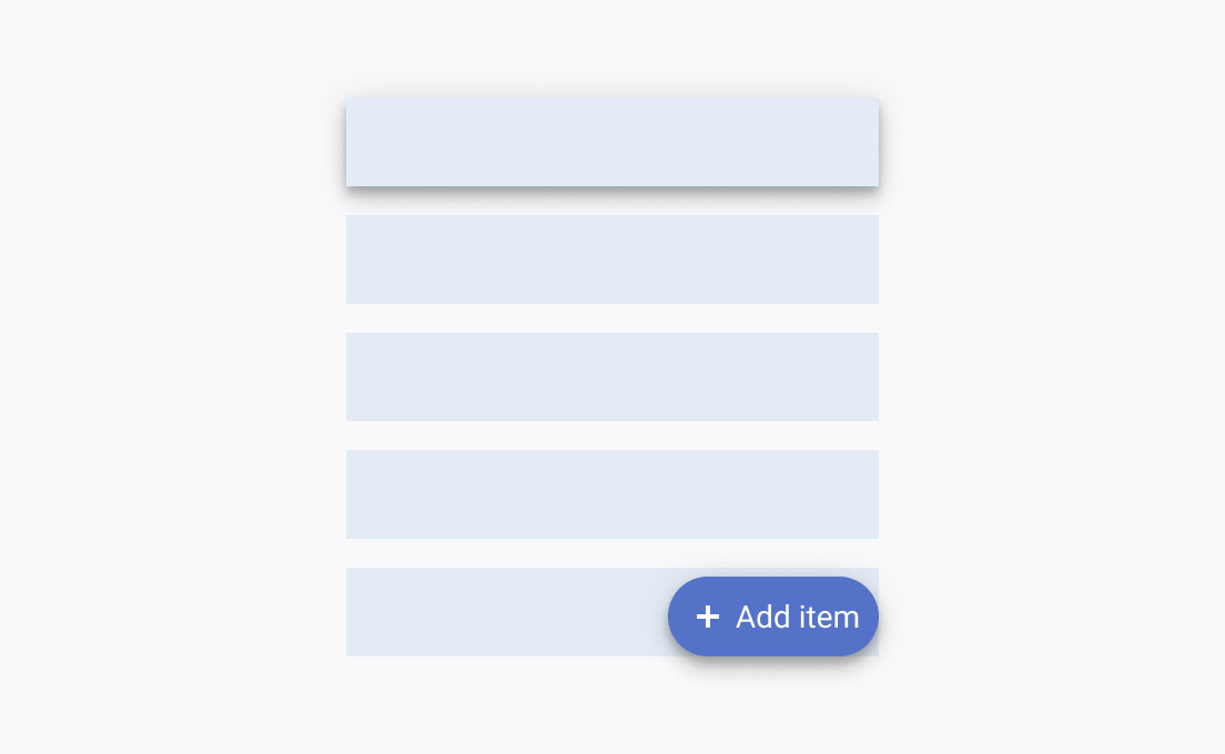A Telerik and Kendo UI FloatingActionButton using the same z-index as another element in the same container.