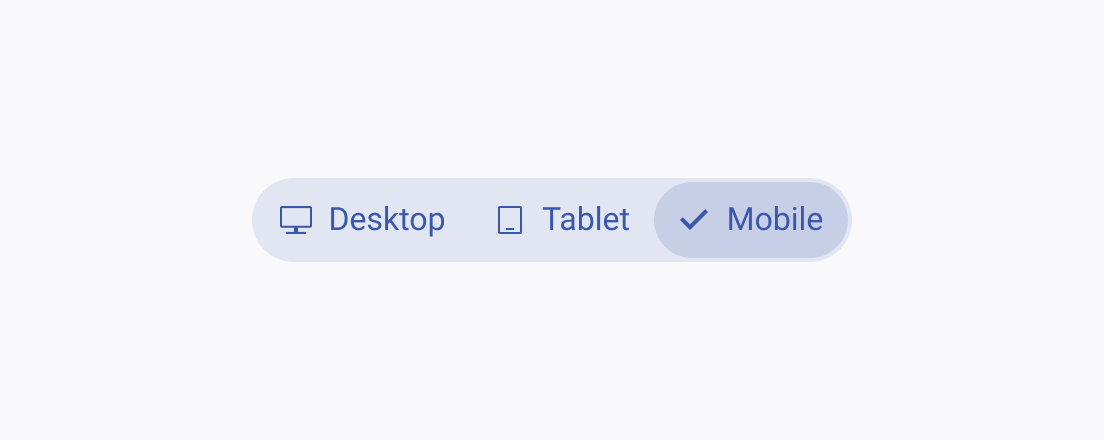 A Telerik and Kendo UI SegmentedControl using consistent icons for its segments regardless of their state.