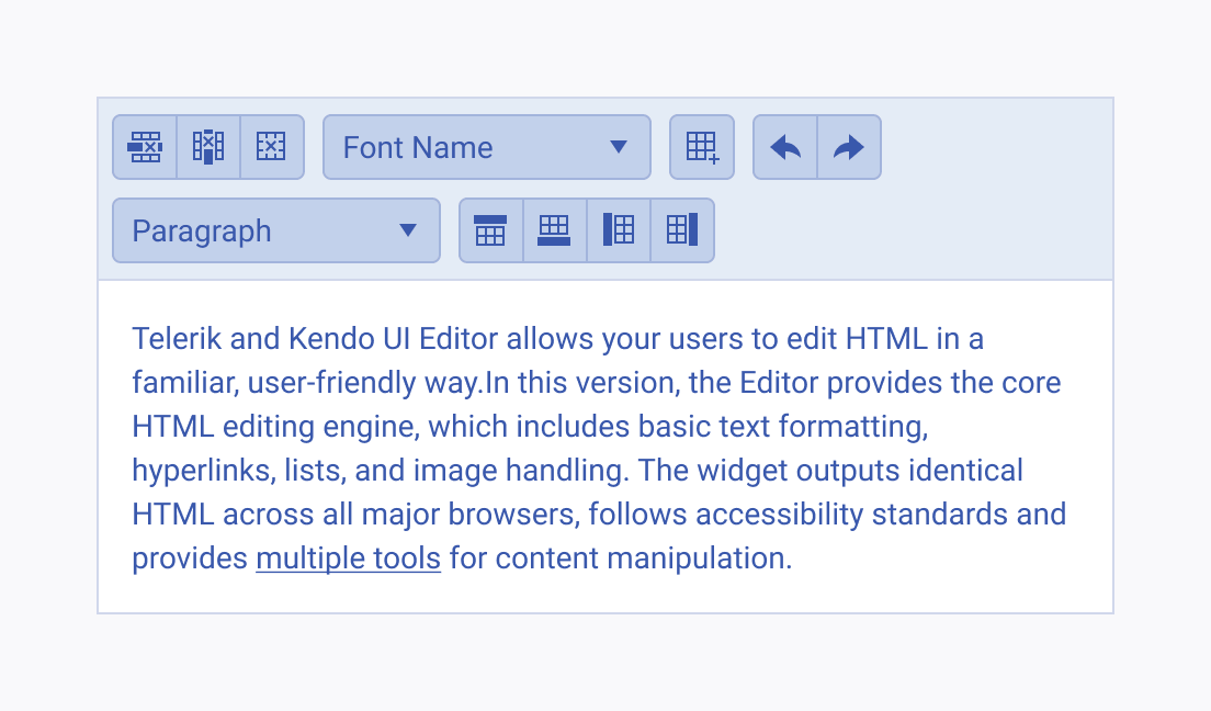 Don't use a random order for the tools in the Telerik and Kendo UI Editor. A Telerik and Kendo UI Editor with randomly placed tools