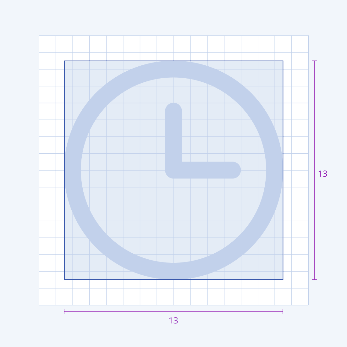 A 14 x 14 unit icon live area of canvas in the Telerik and Kendo UI component icon system.