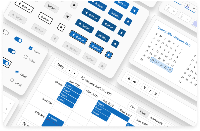 The cover image of the Telerik and Kendo UI Kit for the Fluent theme