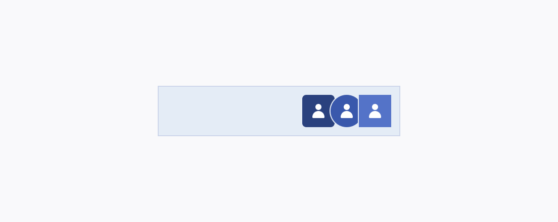Three Telerik and Kendo UI Avatars using different sizing, fill mode, and border radius in a container that wraps them.