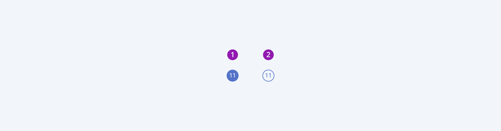 Available fill modes in the Telerik and Kendo UI Button component including solid and outline. Two Telerik and Kendo UI Badge components demonstrating the solid and outline fill modes.