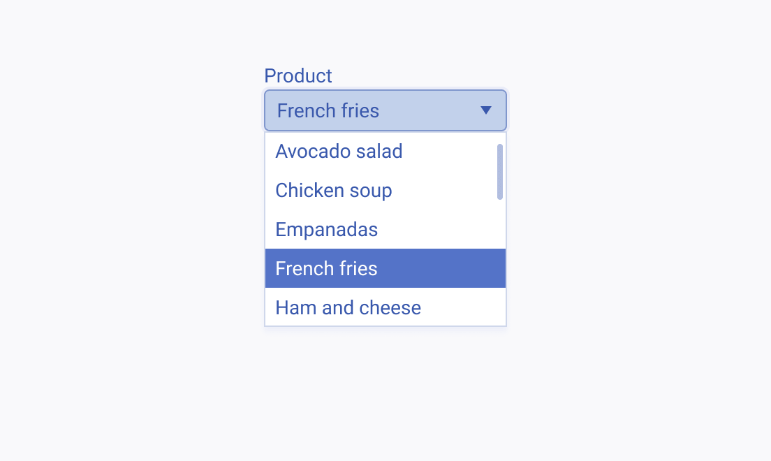A Telerik and Kendo UI DropDownList containing single-row options whose length elegantly fits the width of the component.