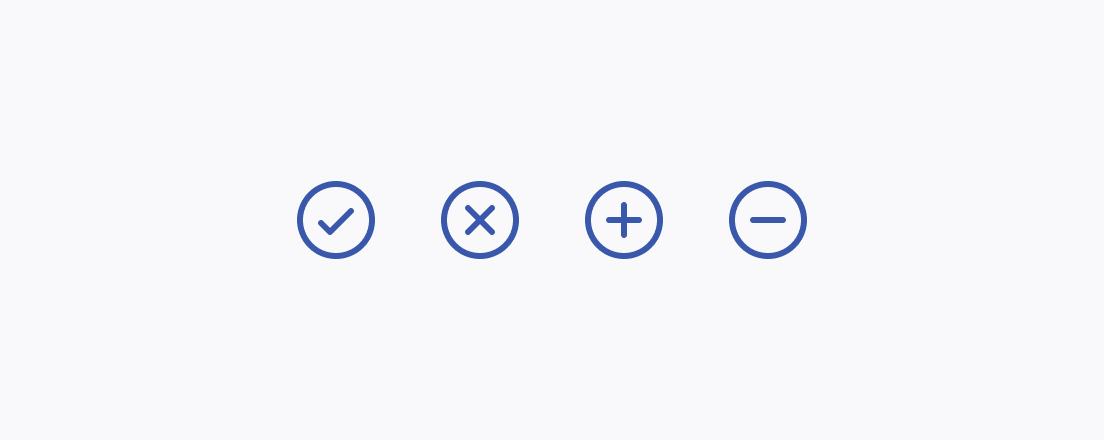An icon set using the proper and recommended fill mode in the Telerik and Kendo UI icon context.
