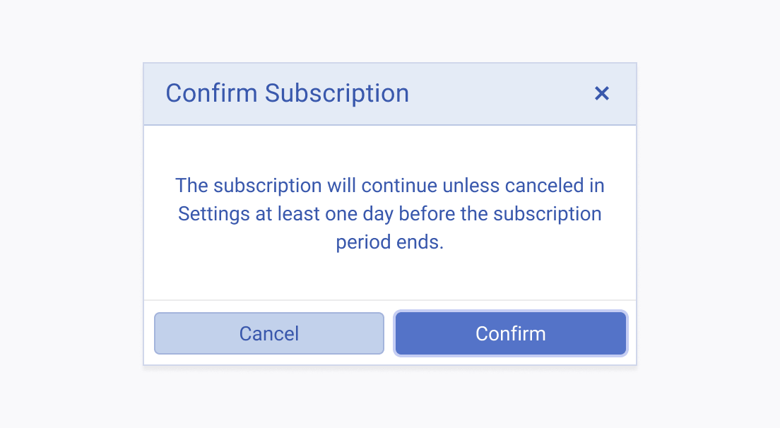 Use Telerik and Kendo UI Dialogs that include titles and buttons with clear guidance. A Telerik and Kendo UI Dialog with a title and button providing clear guidance