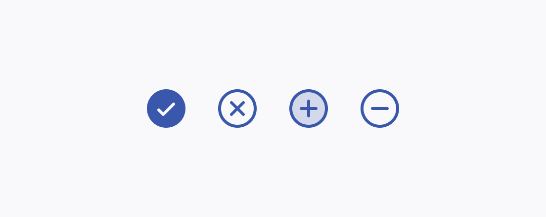 An image rendering different fill modes for a single icon set in the Telerik and Kendo UI icon context.