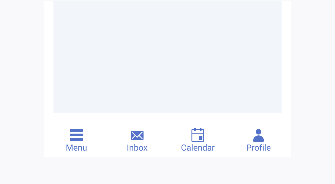 A Telerik and Kendo UI BottomNavigation with clear icons and meaningful labels