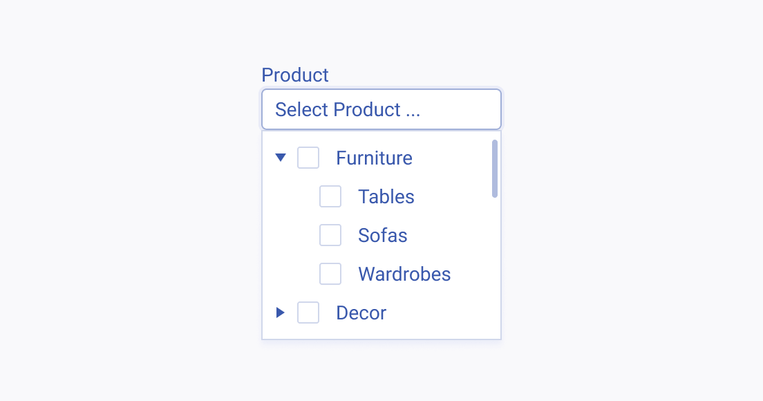 A representation of a Telerik and Kendo UI MultiSelectTree component with a well-organized tree hierarchy A Telerik and Kendo UI MultiSelectTree component with a well-organized tree hierarchy