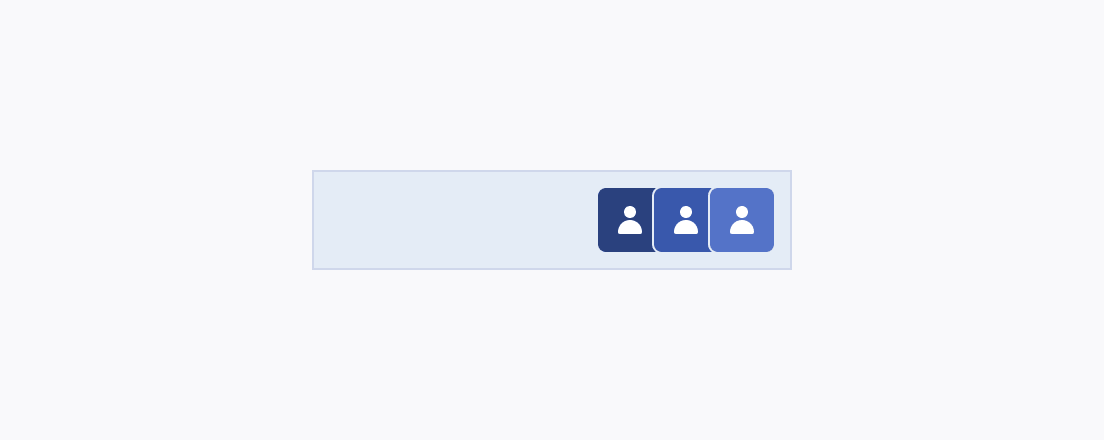 Three Telerik and Kendo UI Avatars using consistent sizing, fill mode, and border radius in a container that wraps them.