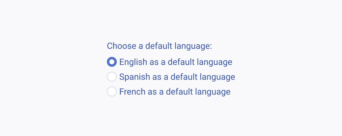 Do not render complex, long, or vague text labels when using the Telerik and Kendo UI RadioGroup. Incorrect use of a Telerik and Kendo UI RadioGroup showing repetitive and long text labels for each available choice.