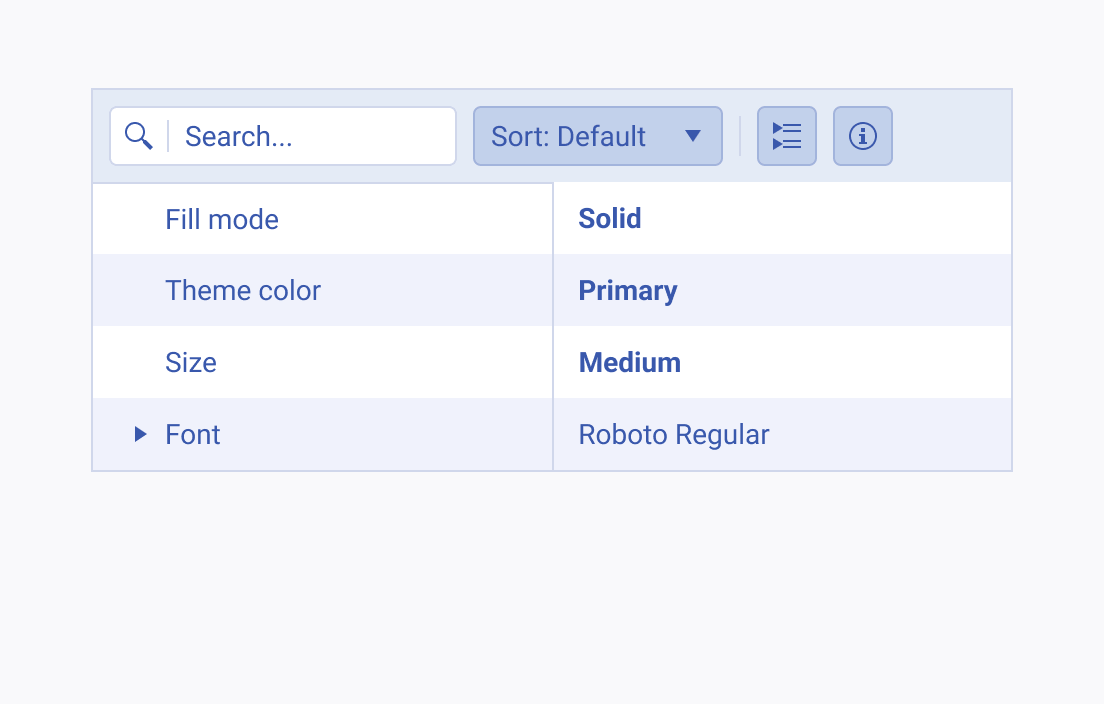 A Telerik and Kendo UI PropertyGrid component providing a good example of grouping properties.