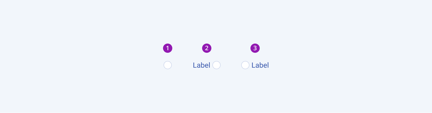Right-to-left support for the Telerik and Kendo UI RadioButton component displaying a radiobutton without label, a radiobutton preceeded by a label, and a radiobutton followed by a label.