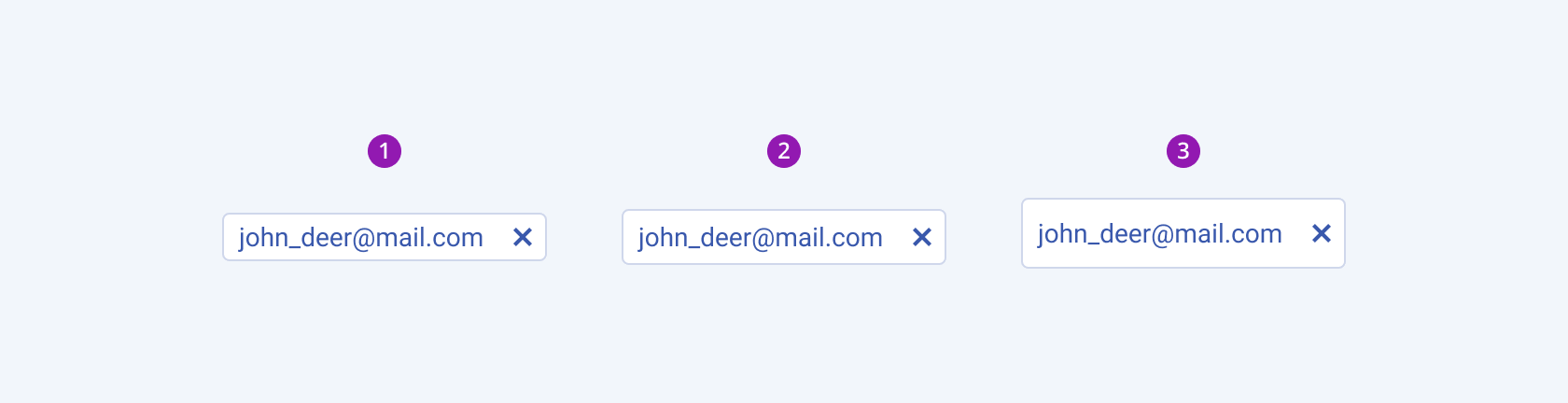 Three Telerik and Kendo UI MaskedTextBox components demonstrating the small, default medium, and large sizes respectively.