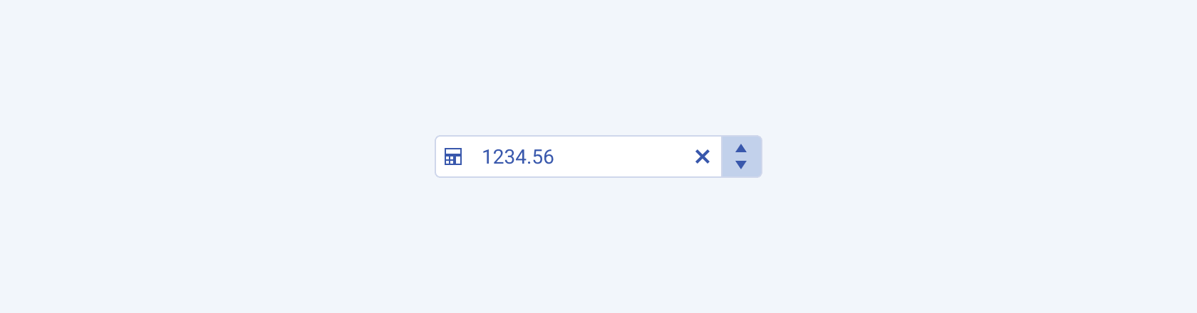 A Telerik and Kendo UI NumericTextBox component with a Clear button.
