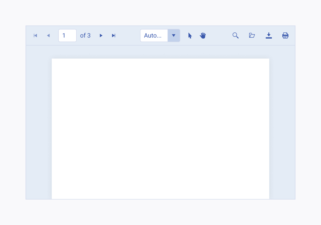 Group the toolbar tools when working with the Telerik and Kendo UI PDFViewer. A Telerik and Kendo UI PDFViewer demonstrating a correct grouping of the tools