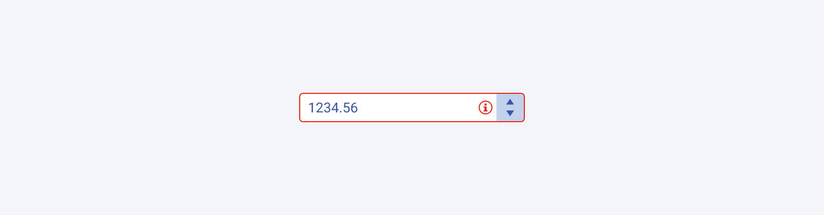 A Telerik and Kendo UI NumericTextBox component showing a validation visual element.