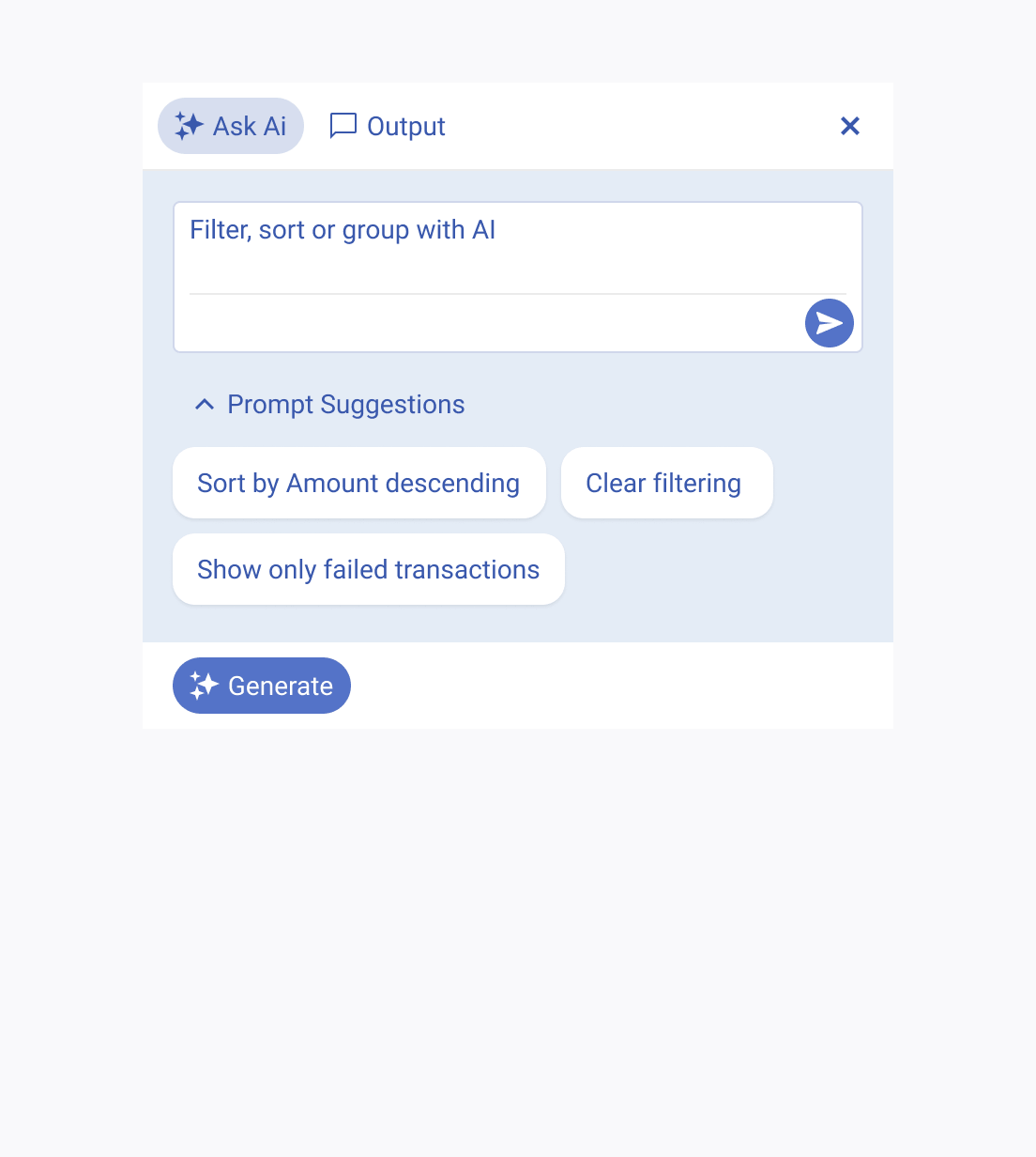 A Telerik and Kendo UI AIPrompt component providing up to 5 prompt suggestions.