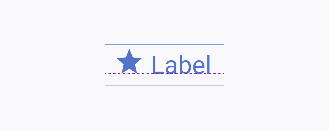 Telerik and Kendo UI components icons guidelines: avoid aligning the icon with the baseline of the text. Do not align the icon with the baseline of the text in the Telerik and Kendo UI context.