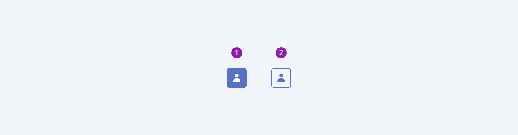 Two Telerik and Kendo UI Avatar components demonstrating the solid and outline fill modes.