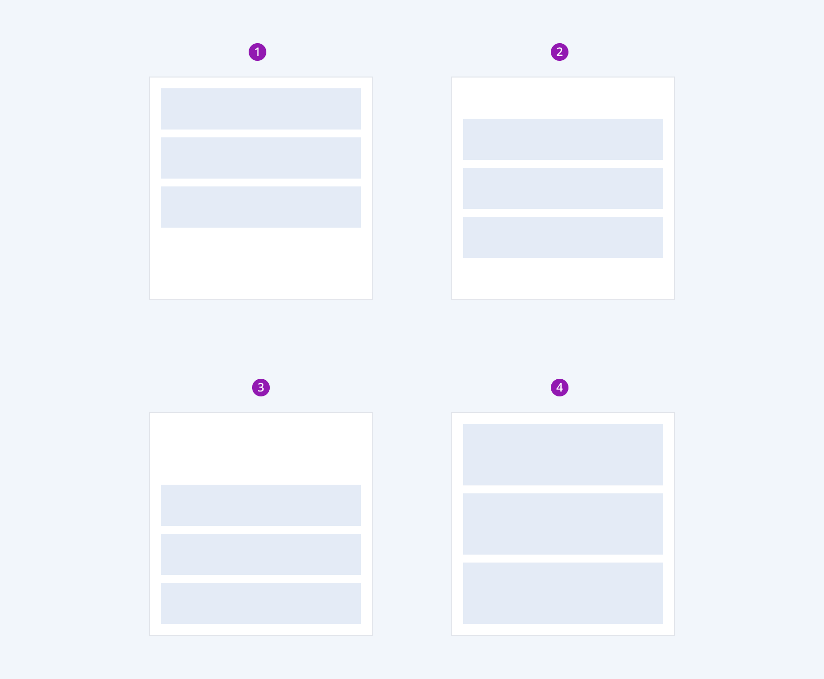 The four possible vertical alignment options of the Telerik and Kendo UI StackLayout component