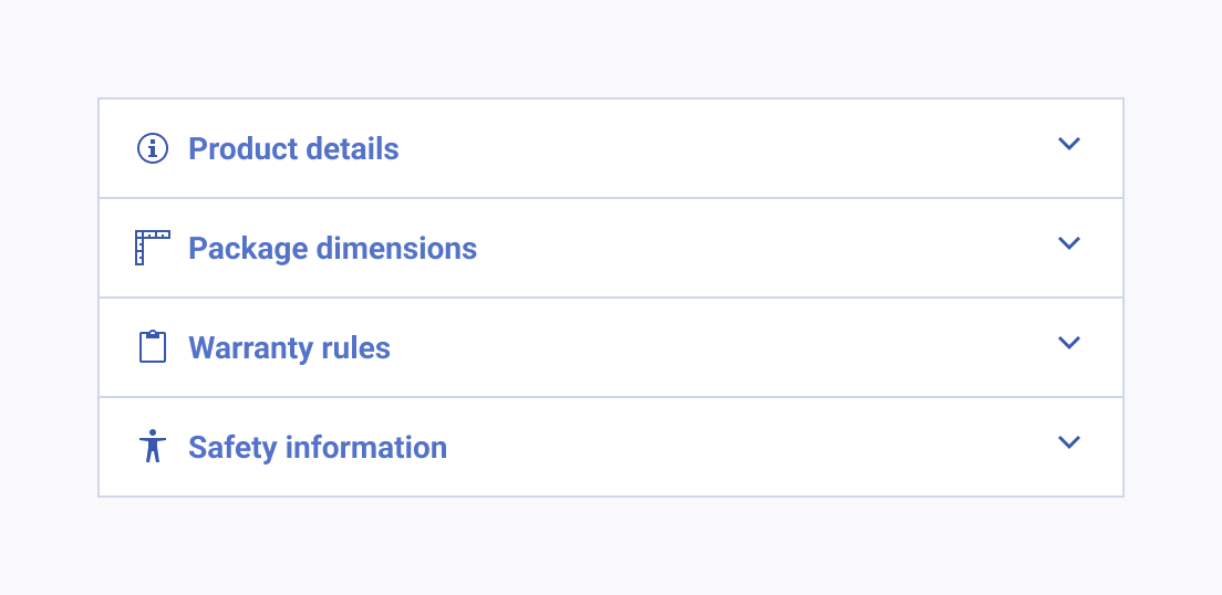 A Telerik and Kendo UI ExpansionPanel using icons and descriptive titles