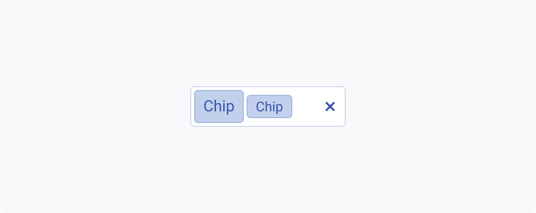Do not apply different sizes to the Telerik and Kendo UI Chip within the context of the same container component. Two Telerik and Kendo UI Chips located in a single component but using different sizes.