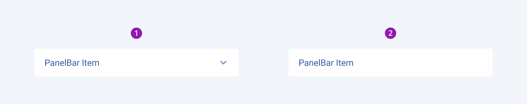 Variants of a Telerik and Kendo UI PanelBar component item A Telerik and Kendo UI PanelBar component item variants