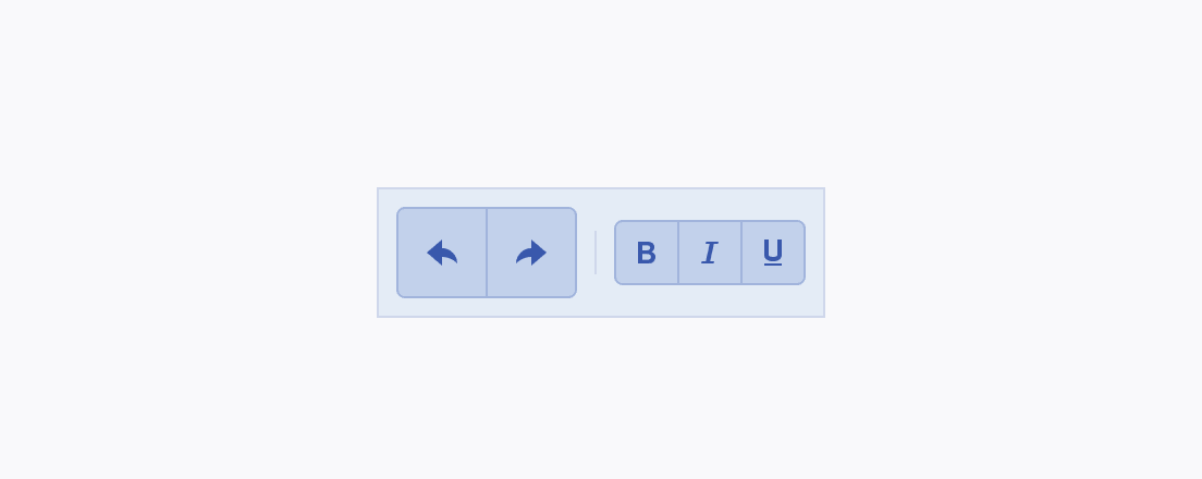 Do not use different fonts and sizes for buttons of equal importance and inside a single Telerik and Kendo UI ButtonGroup component. A Telerik and Kendo UI ButtonGroup using different sizing for the buttons inside a single component.