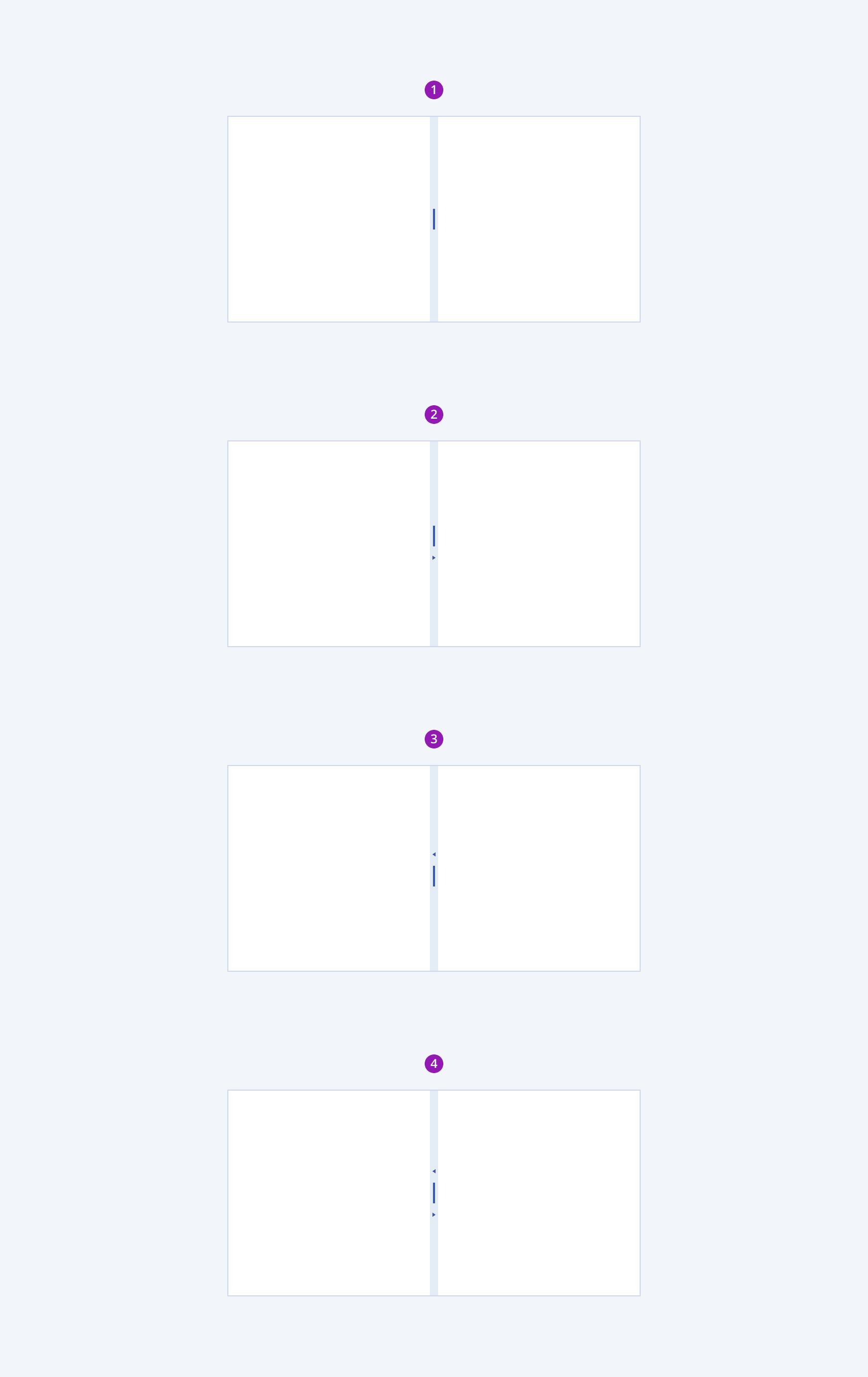 The four variants of the Telerik and Kendo UI Splitter component A Telerik and Kendo UI Splitter and its four variants