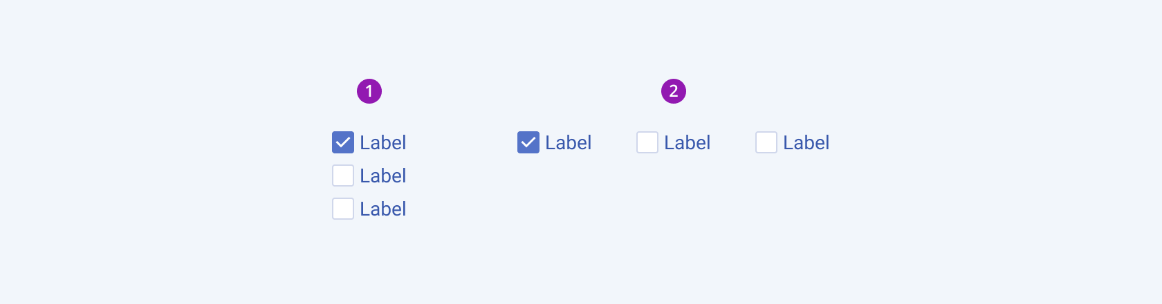 The available layout options of the Telerik and Kendo UI CheckboxGroup including horizontal and the vertical Two Telerik and Kendo UI CheckboxGroup components demonstrating the horizontal and the vertical layout
