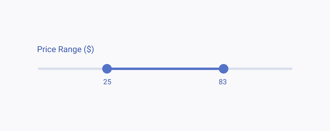The Telerik and Kendo UI RangeSlider providing clear visual indication and user-friendly experience