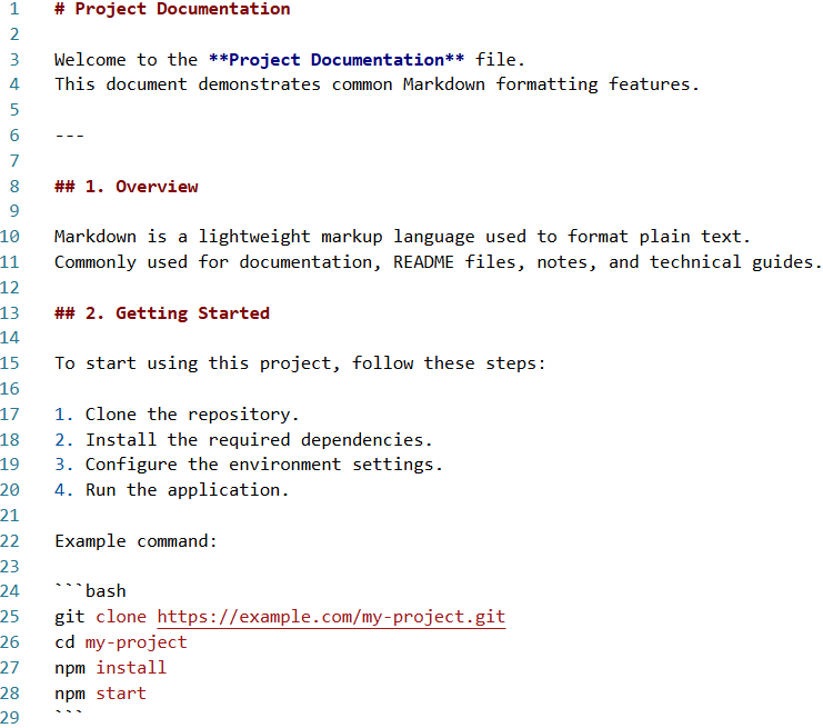 Markdown format