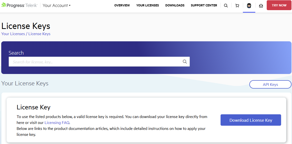 Download License Key ><