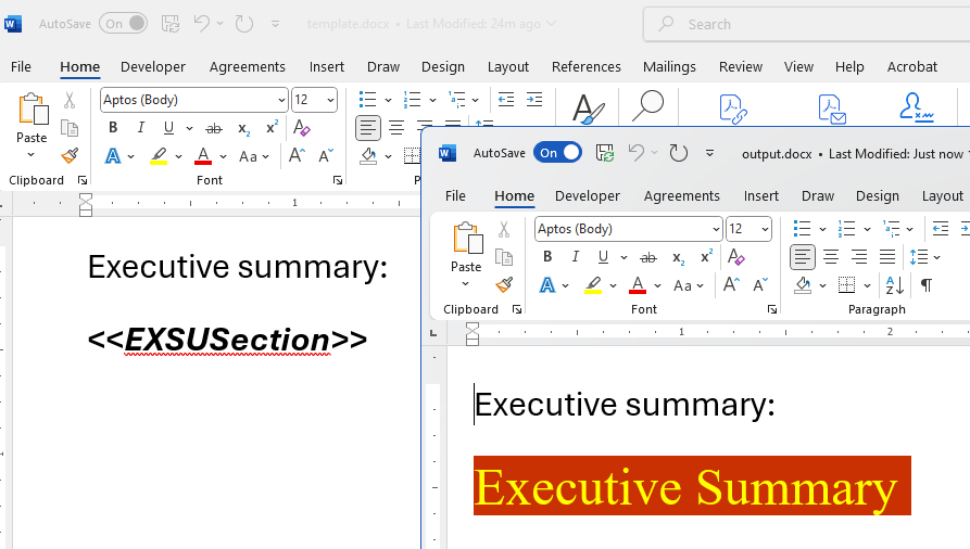 Replace Placeholders with HTML content in DOCX template ><