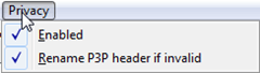 Privacy menu