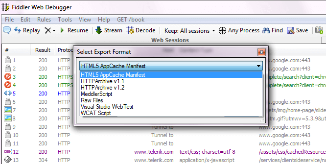 Select Export Format