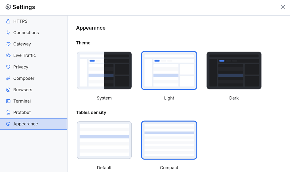 default Theme settings