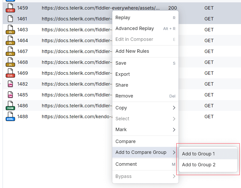 Add to compare group