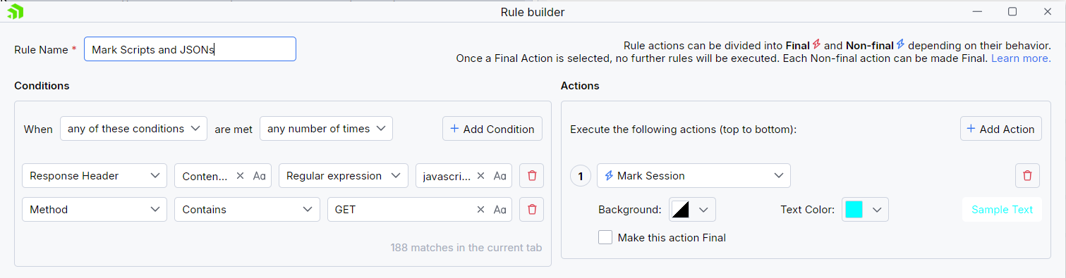 a rule with a non-final action