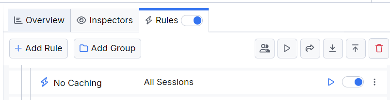 Activating the "No Caching" rule