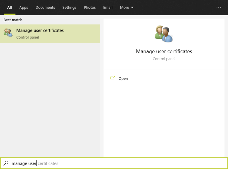 Manage User Certificates