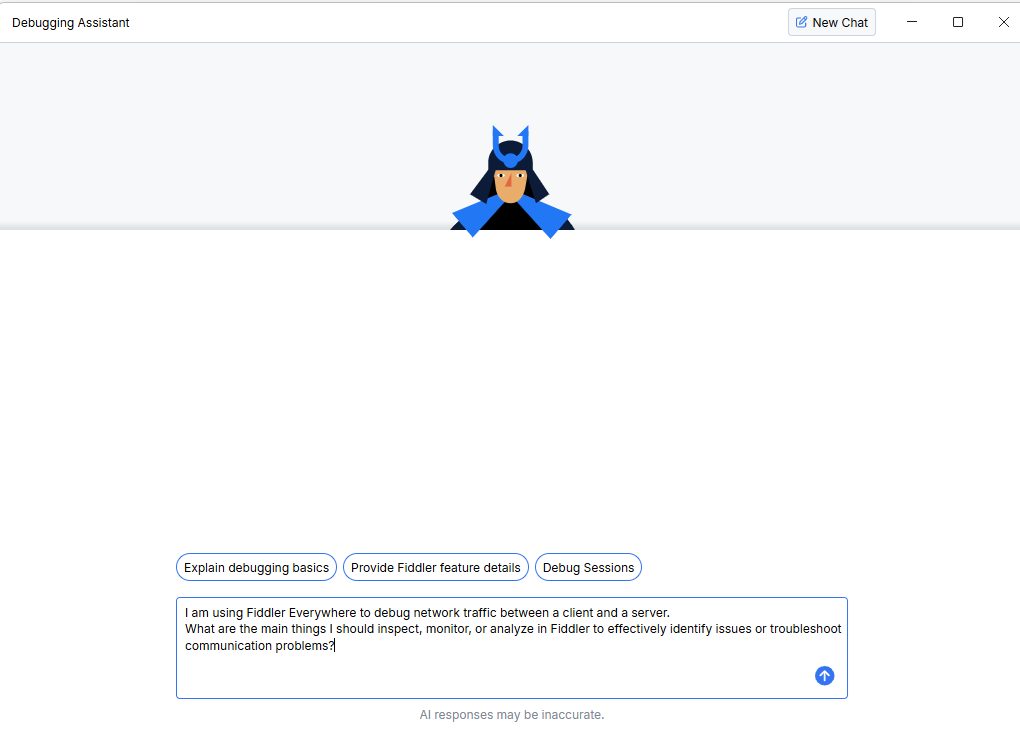 Debugging assistant chat overview