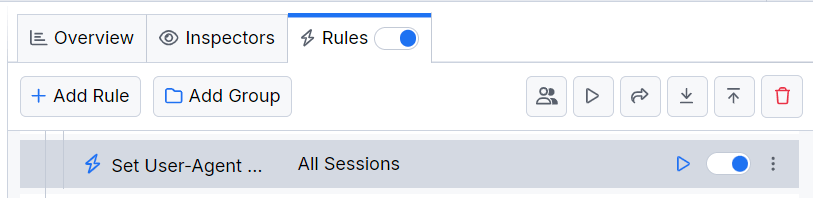 Activating the "Set User-Agent Chrome Mac" rule