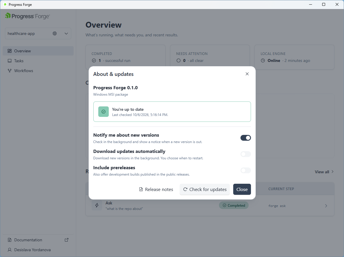 Update preferences